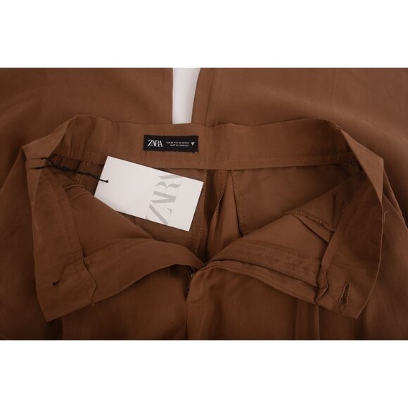 Zara Womans Trousers Pants Size XS Brown Wide Leg High Waist 1255/520 NWT - Picture 7 of 8